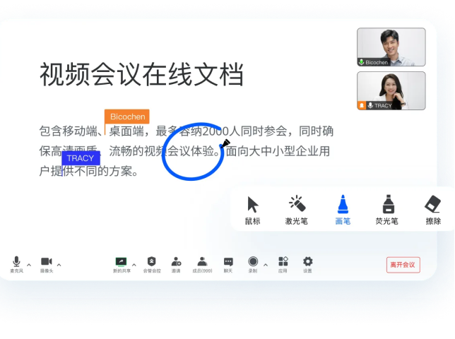 共享屏幕、会议白板、内容共创